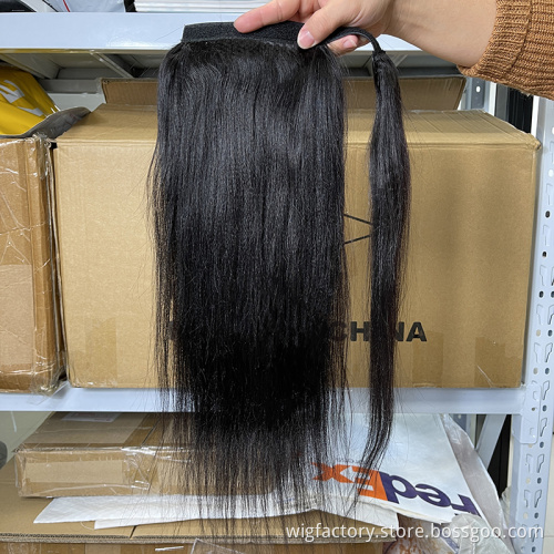Factory price clip in human hair ponytails, Brazilian hair remi high ponytail,straight clip in wrap pony tail hair extensions